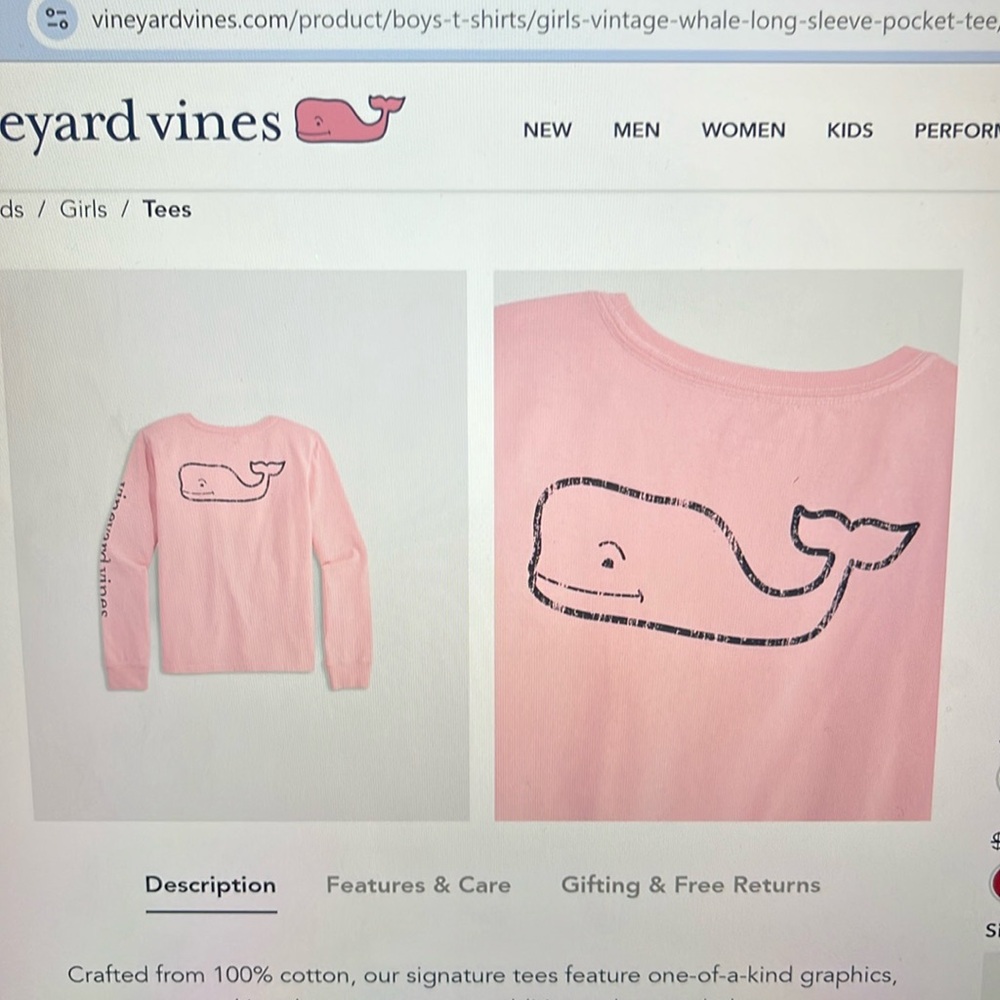Girls 4T
LS strawberry bubblegum
Vineyard vines shirt